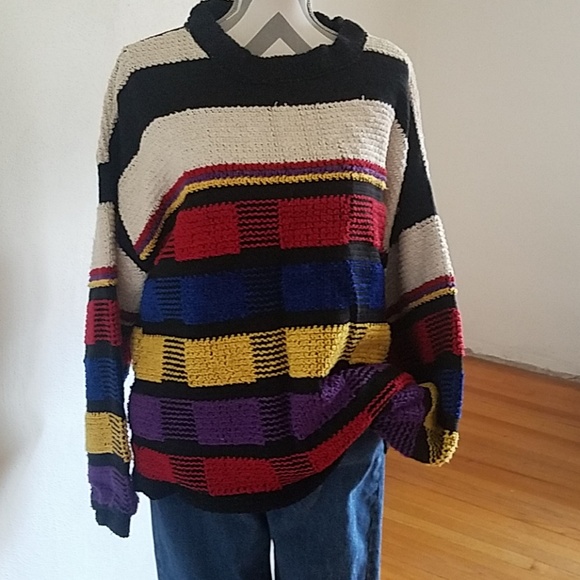 Allen Wah Native American Vintage lined Chenille Sweater Sz Lrg - Picture 5 of 11